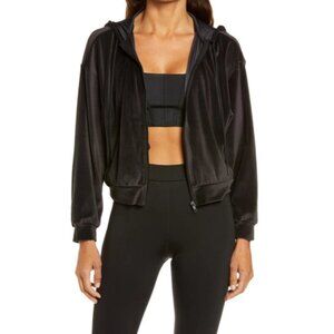 ALO Yoga Velour Glimmer Full Zip Hoodie Black Women’s Size Small Athleisure